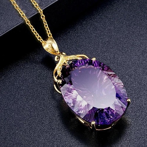 Halskette gold mit lila - halskette,
