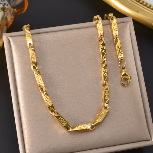 316l edelstahl kette - edelstahl, gold